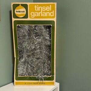 Vintage Fieldcraft tinsel garland in box 4” x 30’